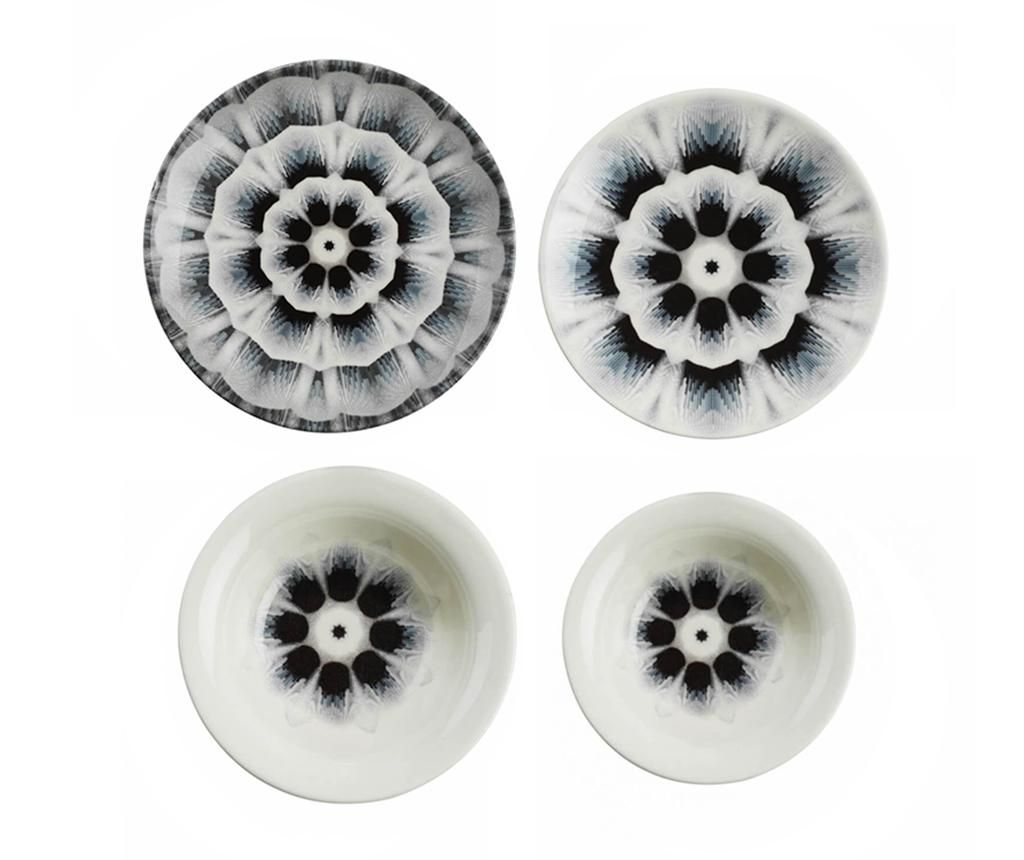 Set de masa 24 piese Nano Flower Mist – Kütahya Porselen, Gri & Argintiu Kütahya Porselen